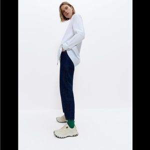 Uterque blue cropped straight leg rigid jeans